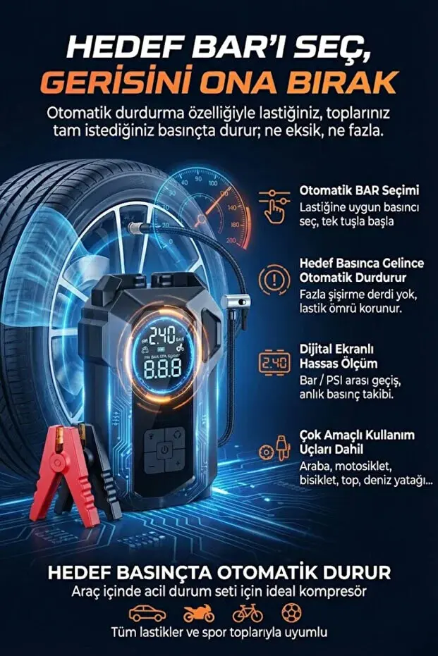 4'ü 1 Arada 18.000 mAh Akü Takviye Cihazı